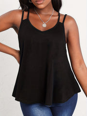 Casual V Neck Summer Dual Straps Cami Top
