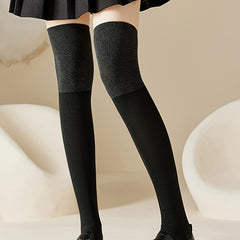 2 Pairs Stitching Thigh High Socks Women's Stockings
