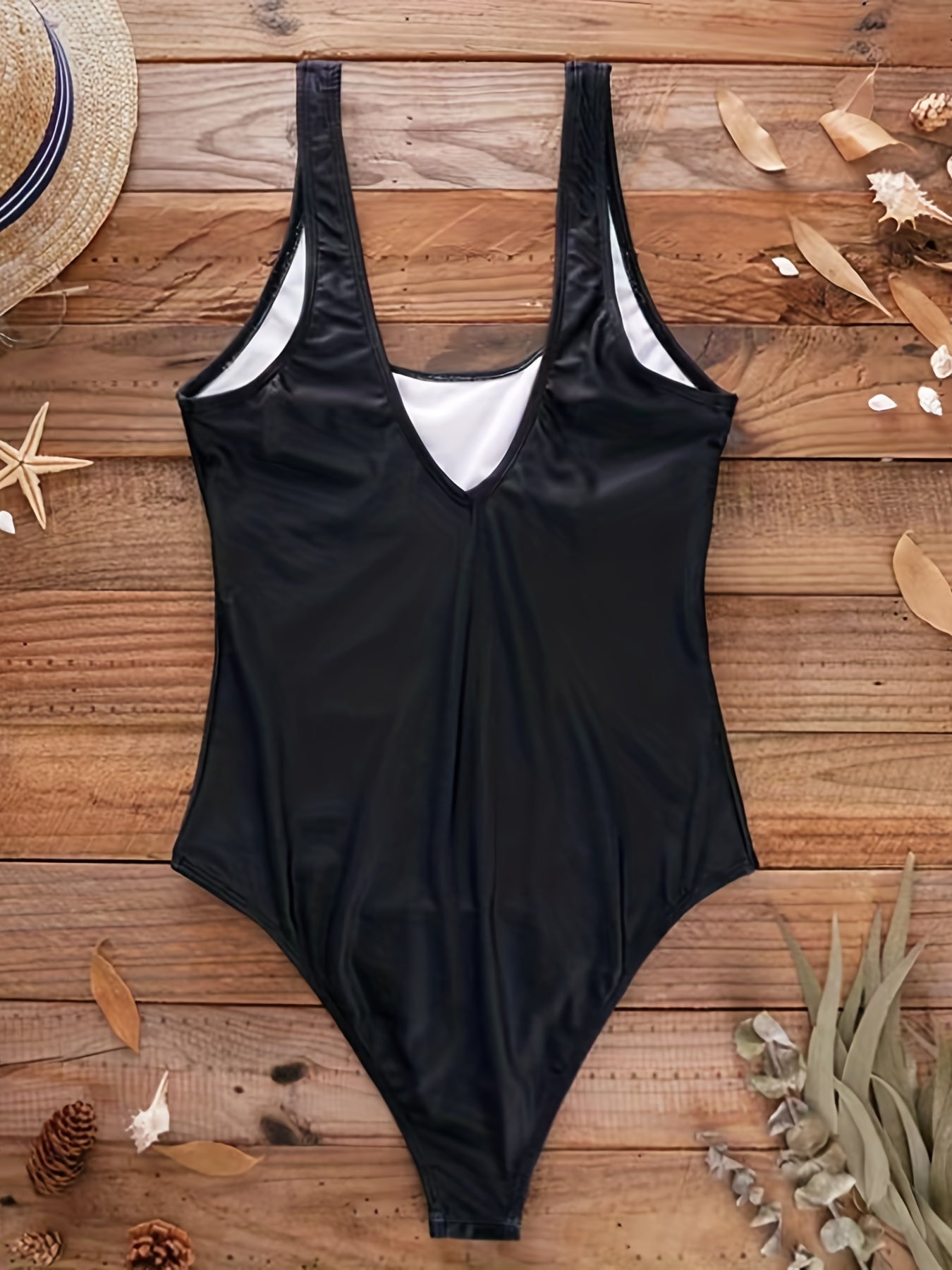 Leopard Lip Print V Back One Piece Swimsuit