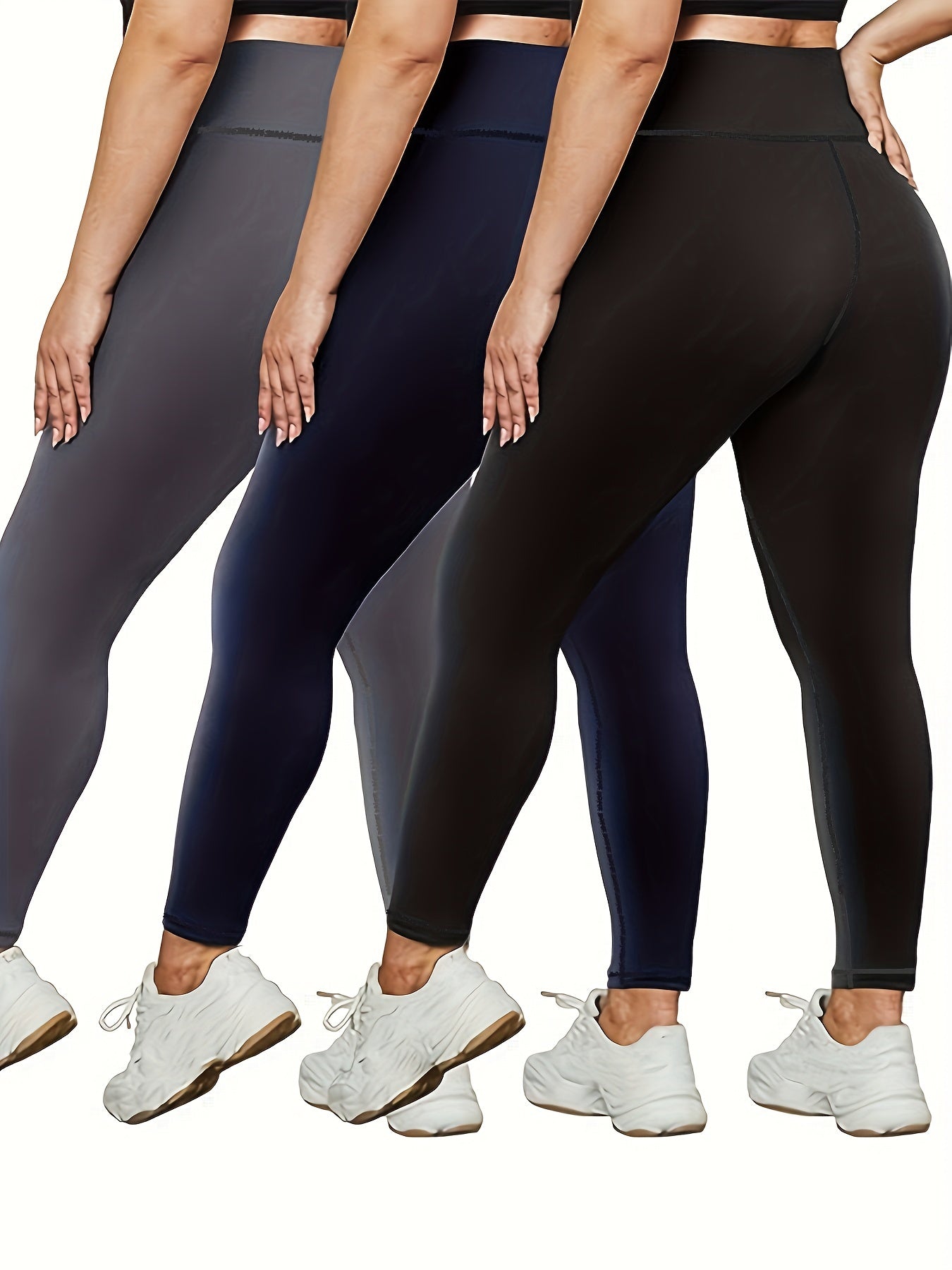 3 Pack Plus Size Camo Print High Rise Stretchy Running Yoga Pants