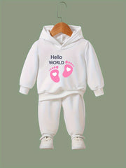 OERYUI Girls boys HELLO WORLD Print Hoodies Pants Set For Spring Fall