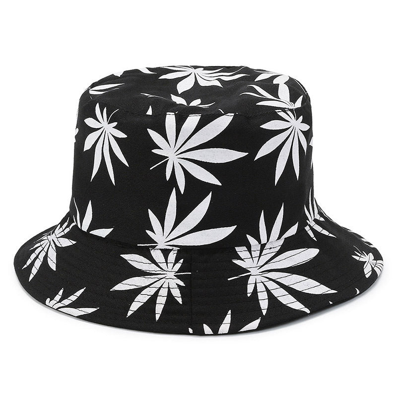 Maple Leaf Print Fisherman's Hat Sun Visor Large Eaves Hat
