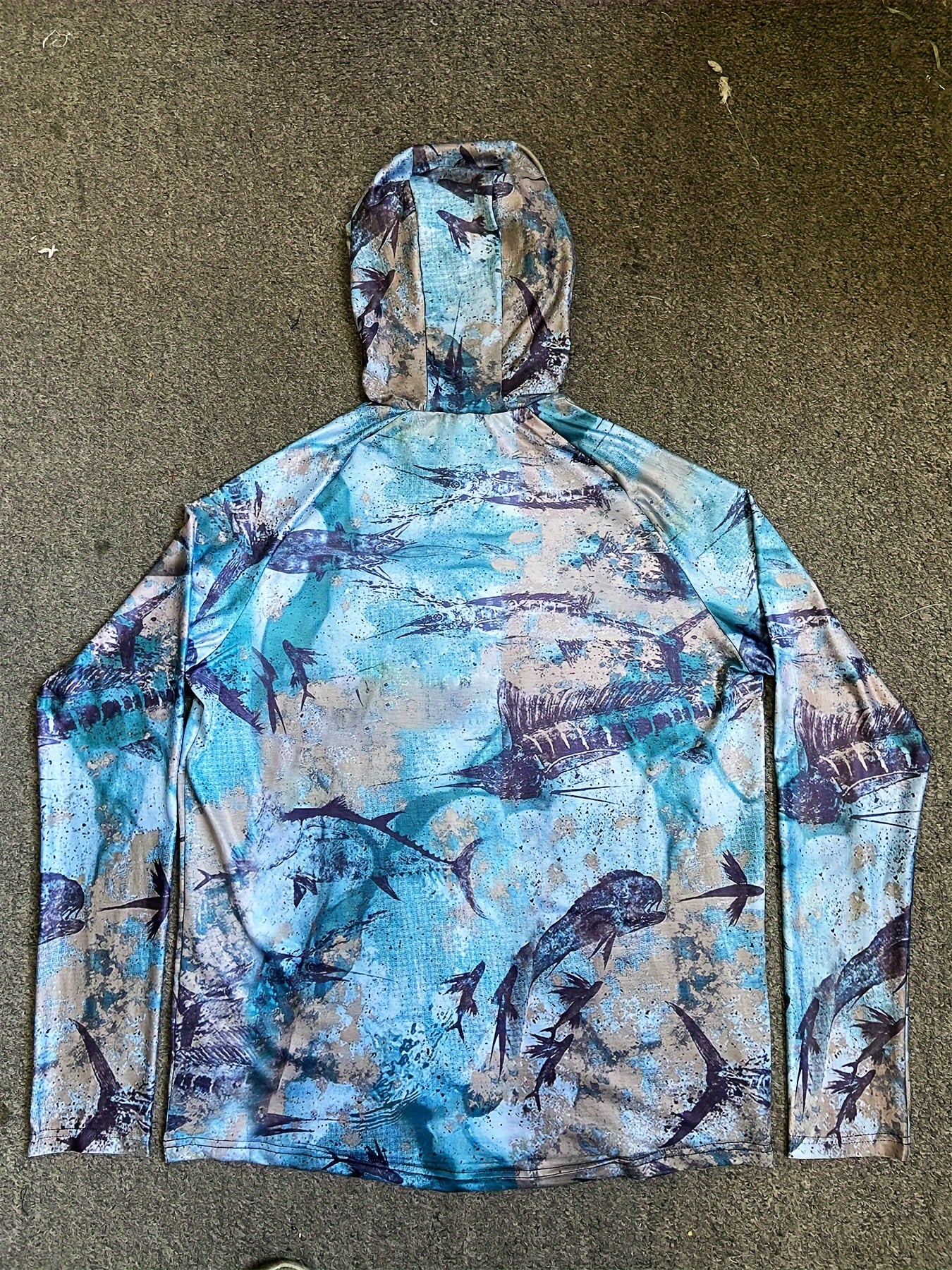 Men's Tie Dye Long Sleeve Hoodie Fishing Jersey