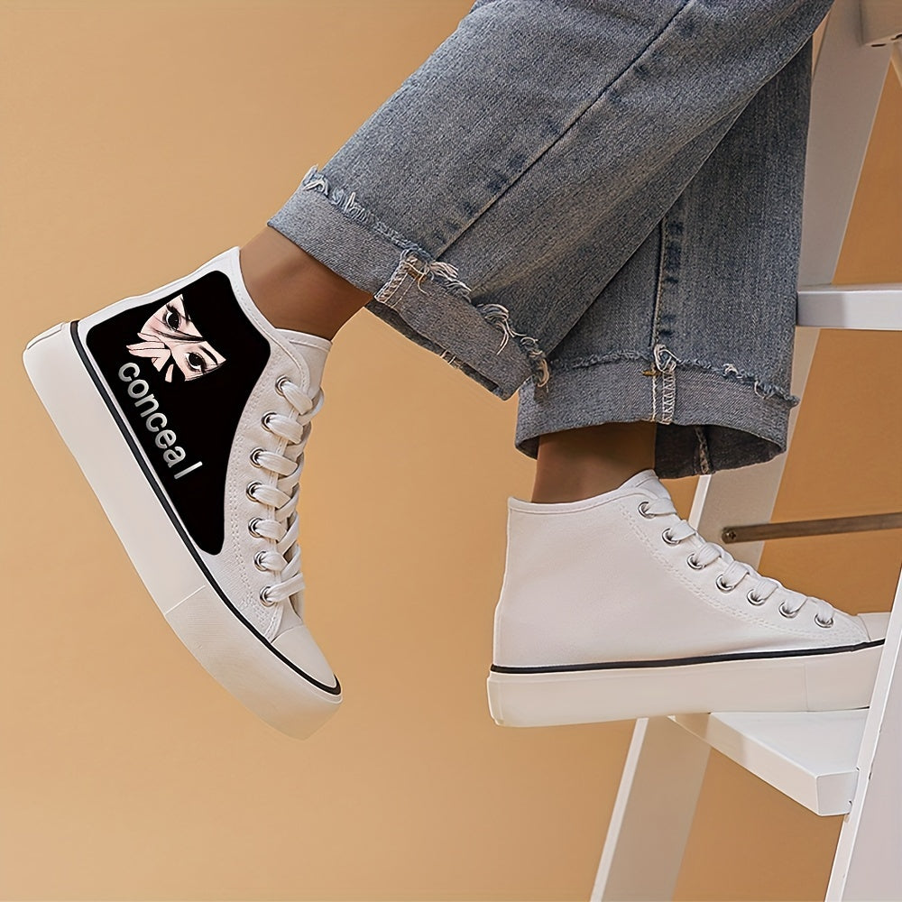 Anime Girl Pattern Lightweight High Top Breathable Canvas Sneakers