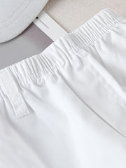 Girls Cotton Solid Cargo Pants Elastic Waist Jogger Pants Kids Clothes