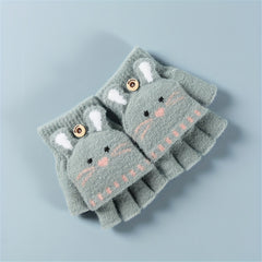 Kids Winter Half Finger Gloves Cartoon Knitted Gloves For Girls And Boys
