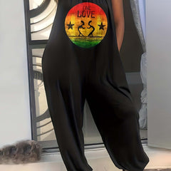 Casual Jumpsuit Letter & Graphic Print Tapered Leg Cami Jumpsuit