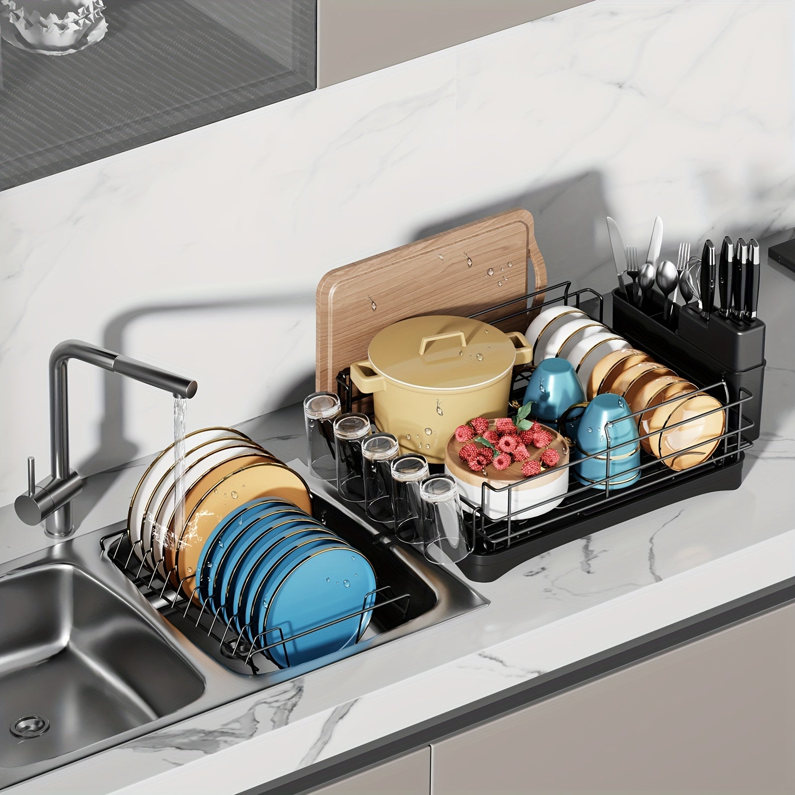 Over-The-Sink 2-Tier Dish Drying Rack Set