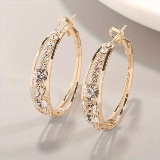 Explosive Style Wind Rhinestone Large Circle Earrings
