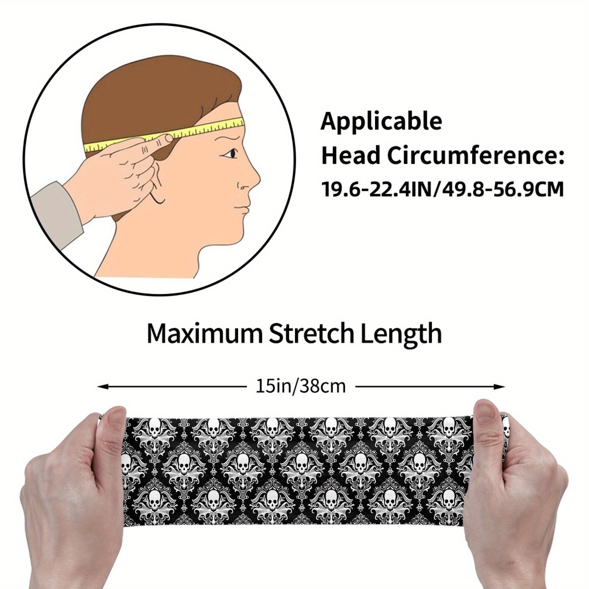 Men's Skull Pattern Headband & Gothic Grip for Gym Running Soft Fit