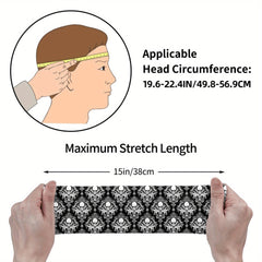 Men's Skull Pattern Headband & Gothic Grip for Gym Running Soft Fit
