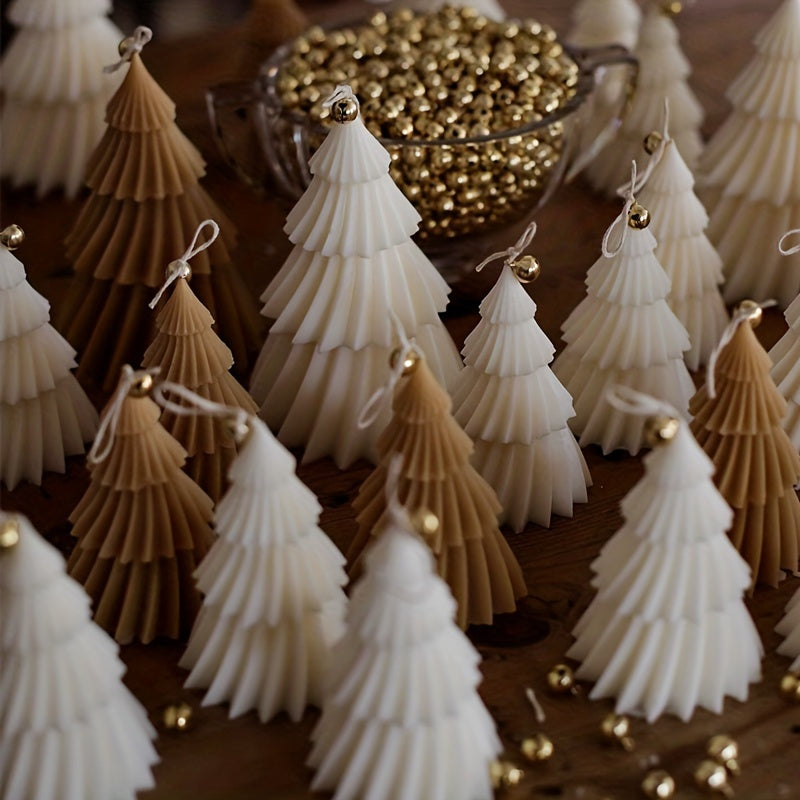2pcs Christmas Tree Candle Making Silicone Molds - DIY Aromatic Wax Candle Soap