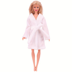 Plush Pajamas & Bow Bathrobe Set for 11.5" Girl Dolls