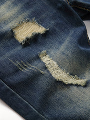 Men's Ripped Jeans Retro Style Distressed Denim