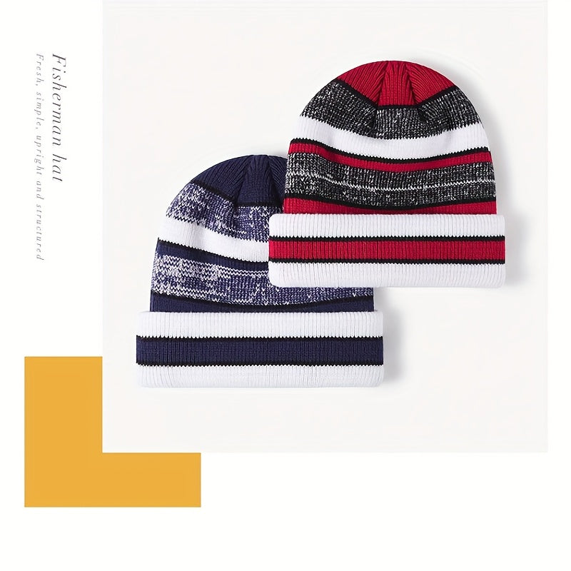 Casual Thickened Warm Knitted Hat Double Layer Jacquard Ear Protection Hat