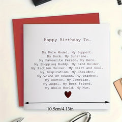 Mum Birthday Card Special Mum Poem Birthday Card