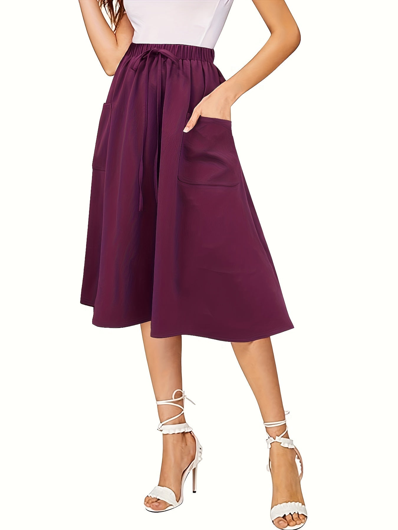Solid Maxi Skirt With Pockets