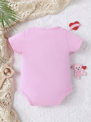Letter Graphic Print Short Sleeve Onesie for Baby Boys and Girls