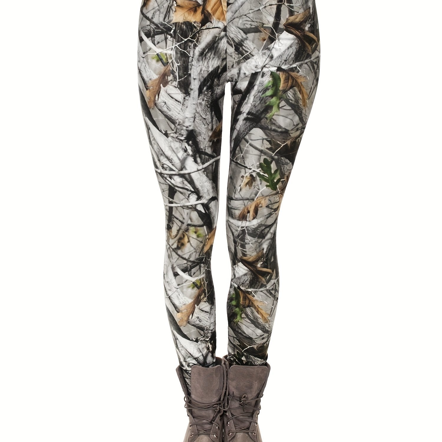 Tree Branch Print Slim Leggings Elastic Bottoms