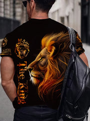 Lion Graphic 3D Print Men's Crew Neck T Shirt Short Sleeve Summer Tee