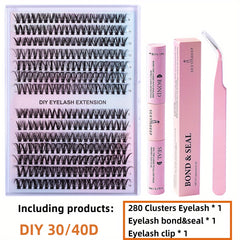 280Pcs DIY Eyelash Extension Set Curling False Eyelash Set 30D 40D 50D 9 16MM