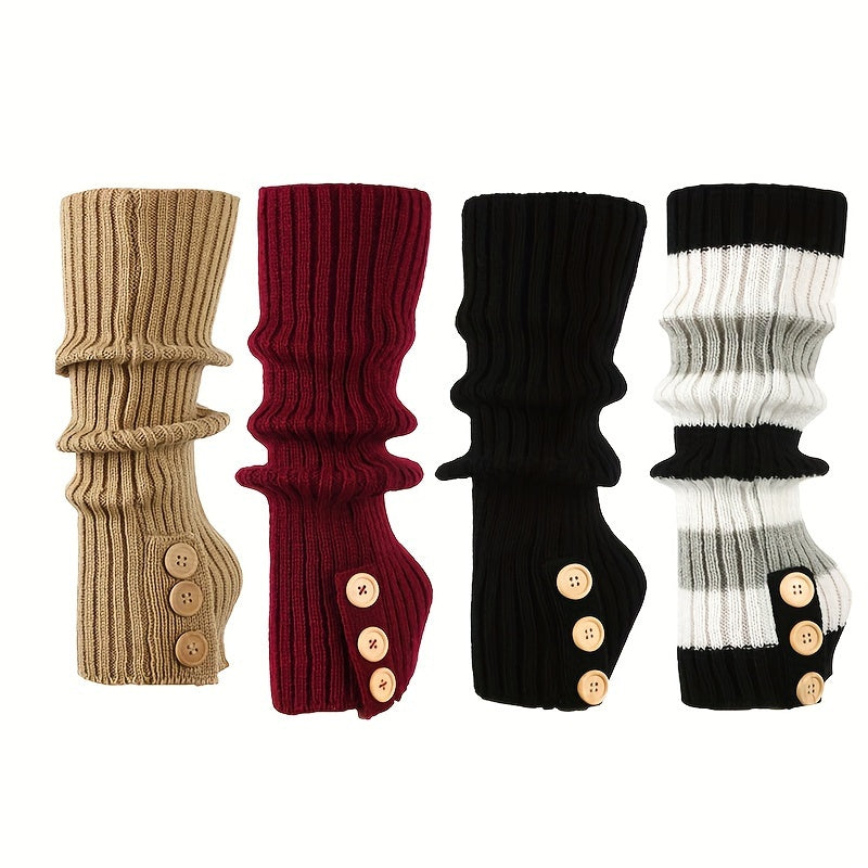 Warm Woolen Button Socks for Winter Long Boots Stacked Socks