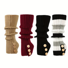 Warm Woolen Button Socks for Winter Long Boots Stacked Socks