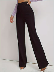 Women's Plus High Waist Straight Leg Trousers