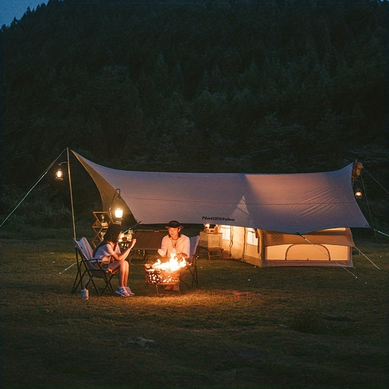 Silver Coated Canopy Tent Sun Rain Proof Tarps Outdoor Picnics