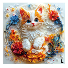 Floral Cat Wood Puzzle Animal Shapes Handcrafted Decor
