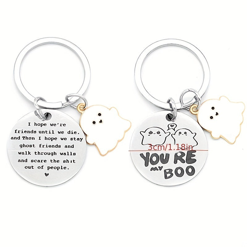 Halloween Ghost Stainless Steel Keychain - Friends Forever Gift