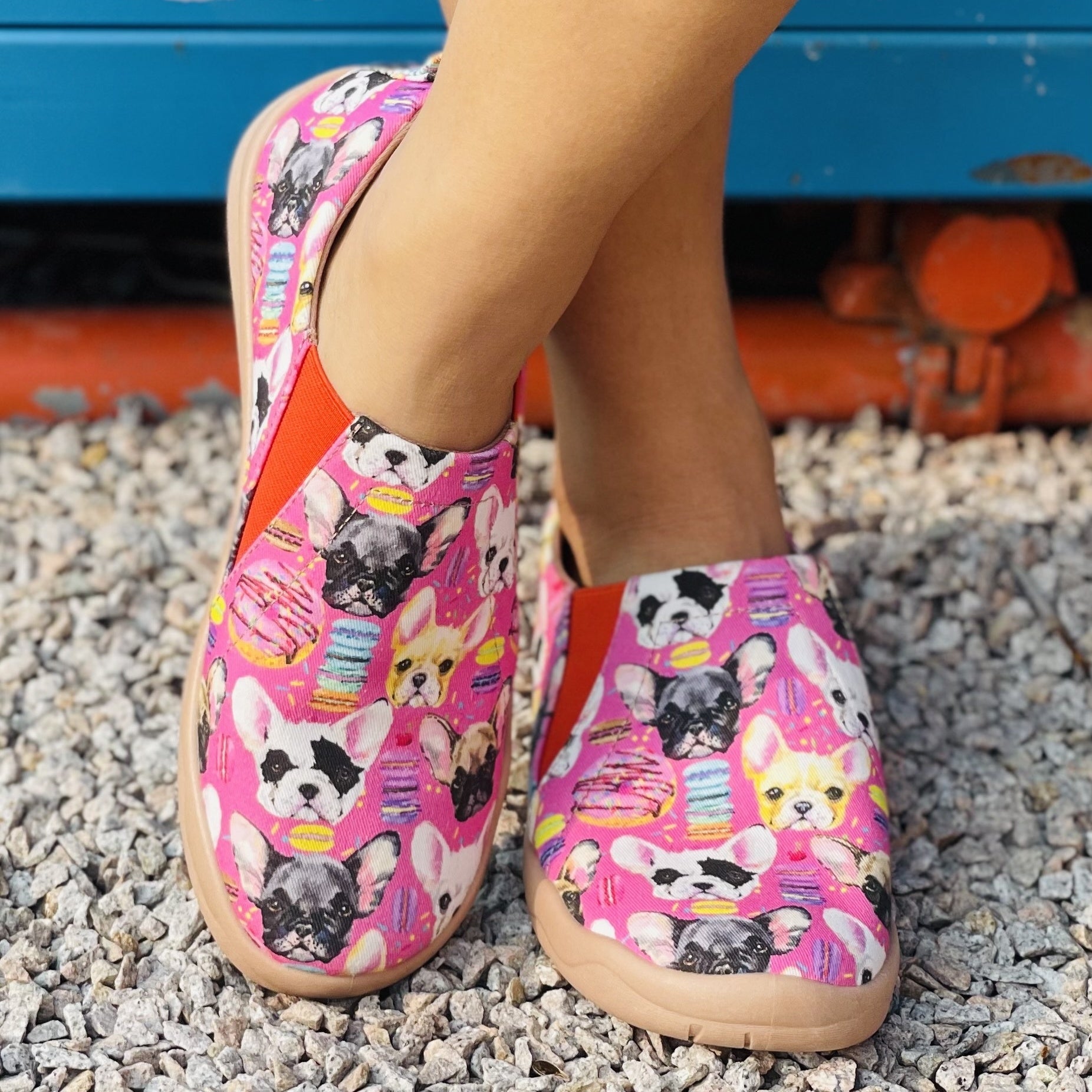 Dog Print Canvas Slip-On Loafers Casual Walking Shoes