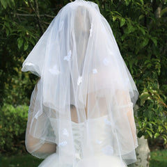 Butterfly Pattern Mesh Veil With Faux Pearl Bridal Hair Accessories