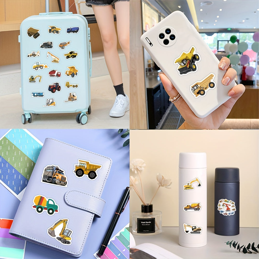 60pcs Construction Vehicles Stickers Waterproof Engineering Vehicles Stickers