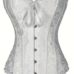 Strapless Corset Bustier Tummy Control Lace Up Jacquard Body Shaper
