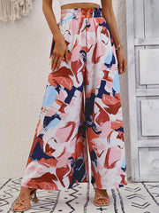 Boho Wide Leg Pants Elastic Waist for Women