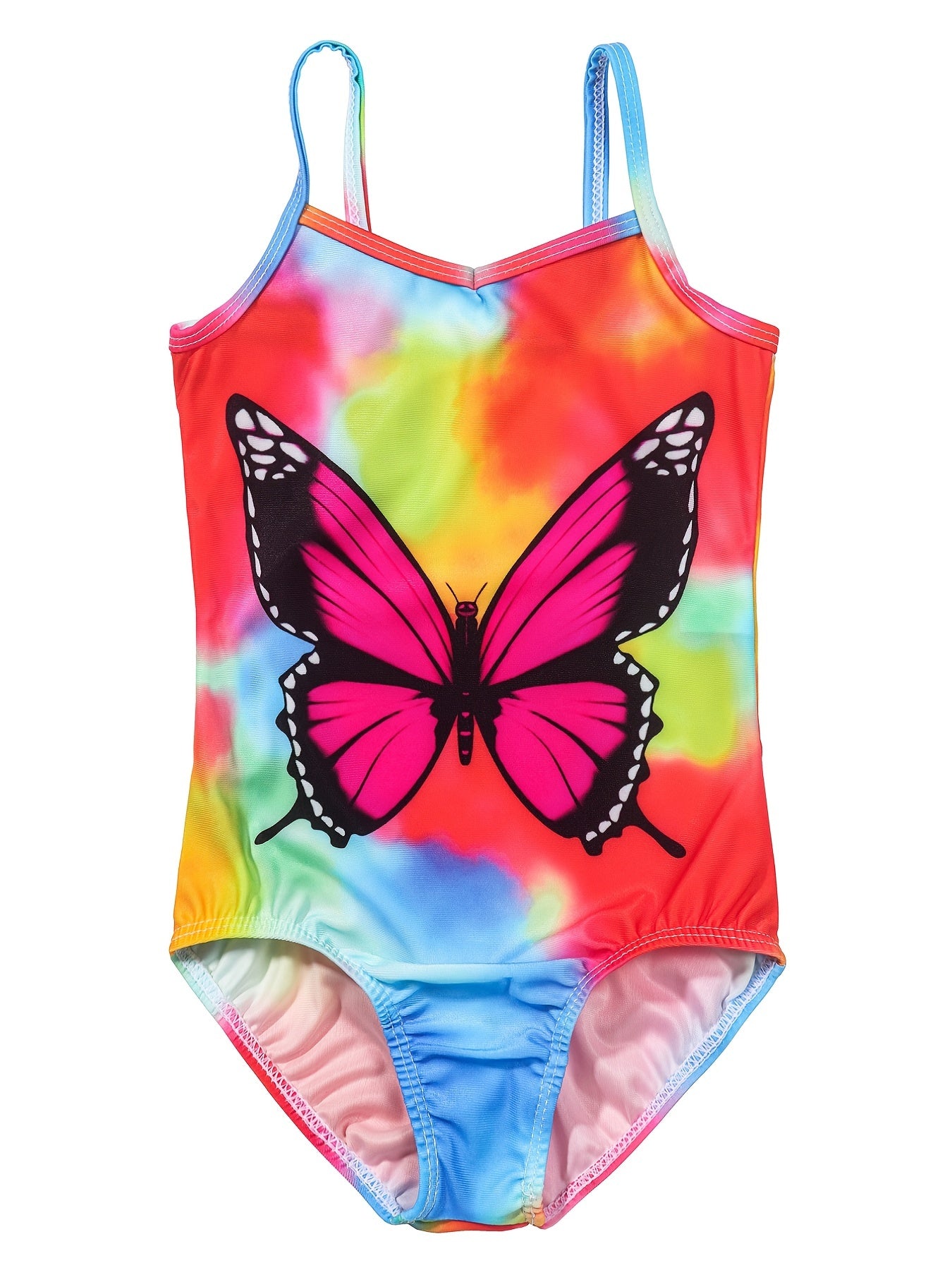 Girls Tie Dye Butterfly One Piece Swimsuit Kids Beach Bathing Suits