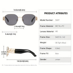 Square Metal Sunglasses Gradient UV400