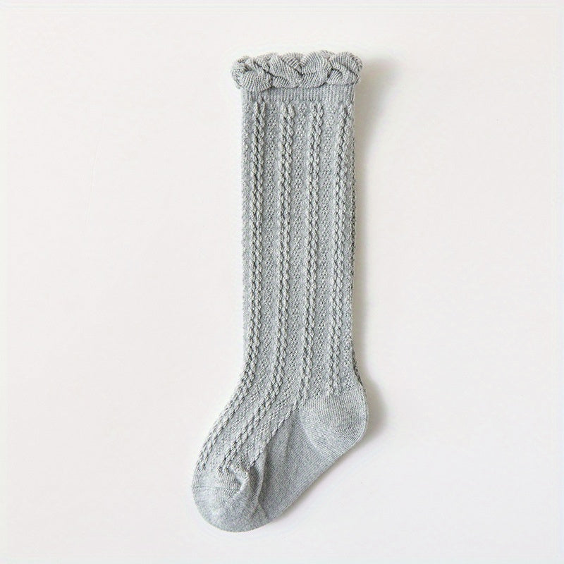 4 Pairs Baby Cable Knit Knee High Socks For Boy And Girls