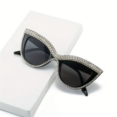 Boho Rhinestone Cat Eye Sunglasses for Women UV400
