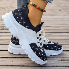 Women's Printing Flying Woven Running Shoes Chunky Sneakers