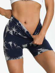 Tie Dye Butt Lifting Sports Shorts High Waist Yoga Running Women's Activewear