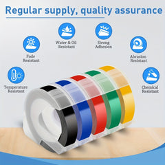 5pcs 3D Embossing Tape 9MM DIY Plastic Label Tape For Crafts Journals Planners