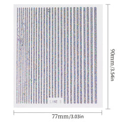 3D Lines Nail Stickers Holographic Silvery Rose Metal Stripe Letters Decals