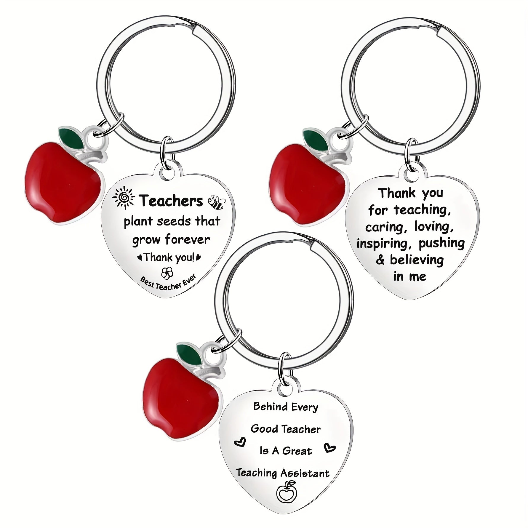 Heart Shaped Stainless Steel Keychain - Teacher Gift