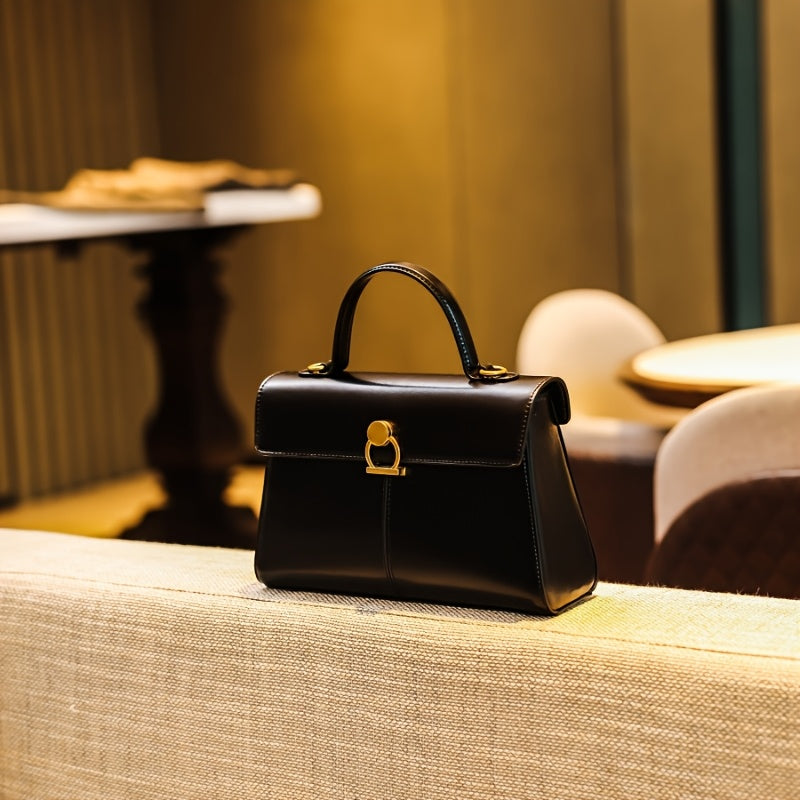 Microfiber Leather Handbag Solid Buckle Closure Edge Paint Autumn Winter