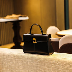Microfiber Leather Handbag Solid Buckle Closure Edge Paint Autumn Winter