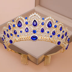 Rhinestone Crown Tiara Queen Style Headband for Prom Birthday Party