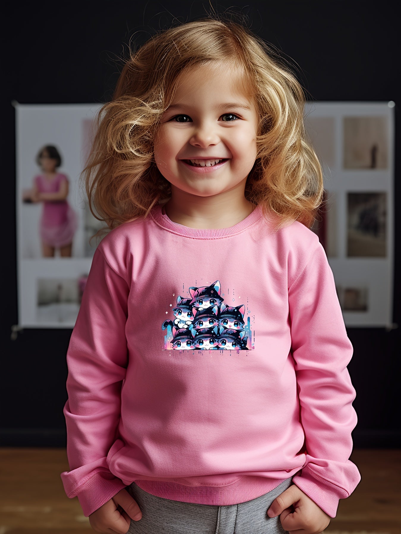 OERYUI Anime Kitty Sweatshirt Casual Kids Pullover