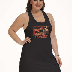 Western Cowboy & Letter Print Tank Dress